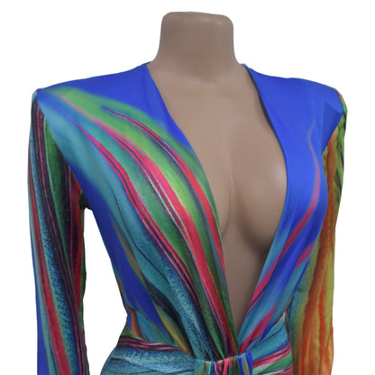 European and American Fashion Women's Pleated Color Block Casual Long Dress