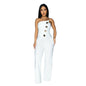 European and American Fashion Women's Sleeveless Button Jumpsuit Long Pants New