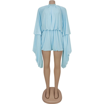 Fashion Women's Fashion Casual Pleated Solid Color Jumpsuit Shorts New