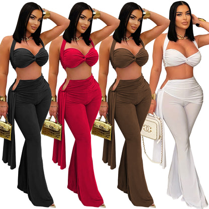 Fashion Women's Sexy Summer Strapless Tie Long Pants Set