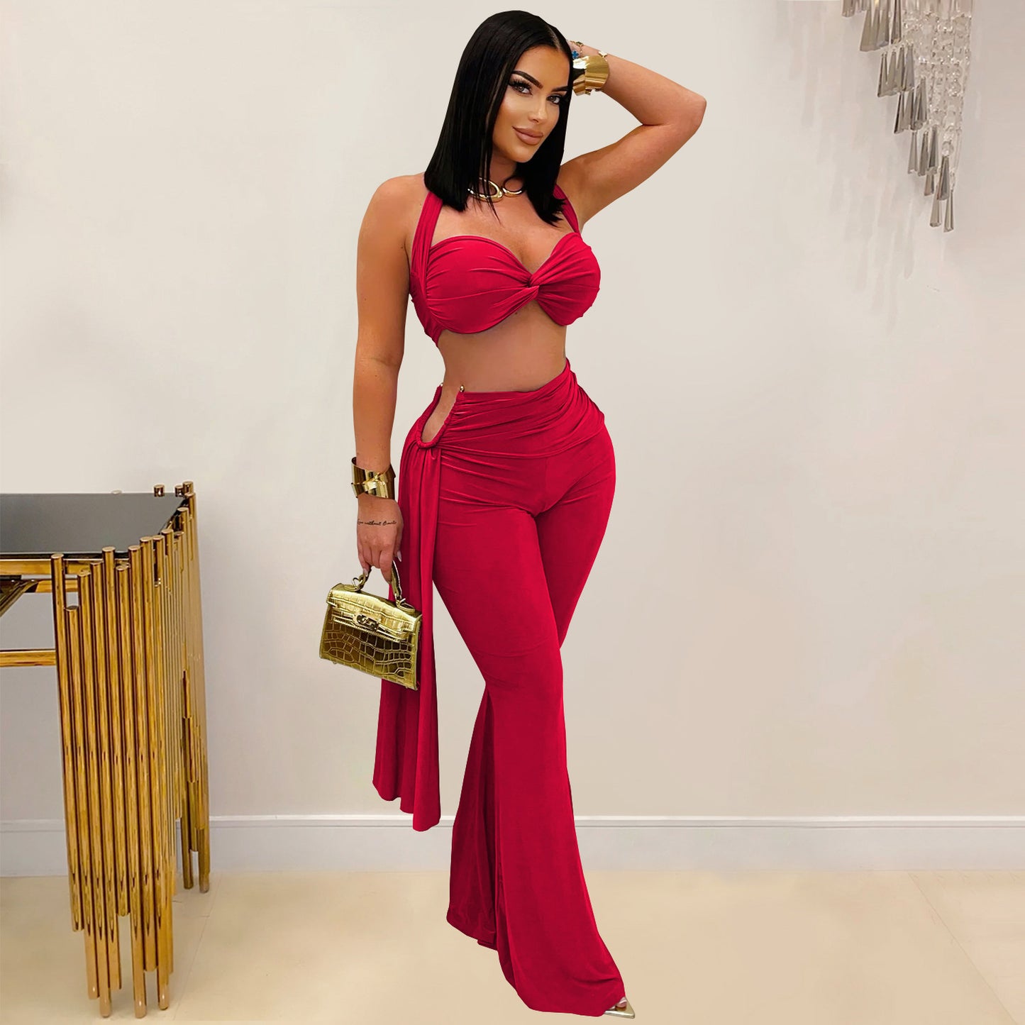 Fashion Women's Sexy Summer Strapless Tie Long Pants Set