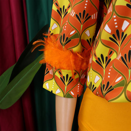 Printed Long Sleeve Shirt Elegant Wide Leg Pants Fashion Set