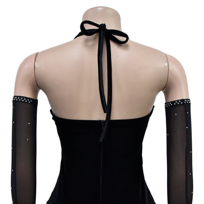 Fashion Women's Solid Color Halter Neck Slit Sexy Long Dress