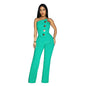 European and American Fashion Women's Sleeveless Button Jumpsuit Long Pants New