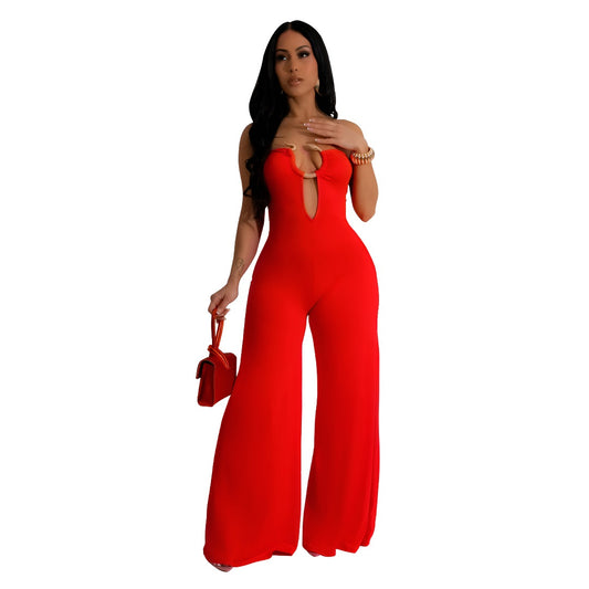 European and American Fashion Women's Solid Color Fashion Long Pants Jumpsuit for Women