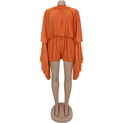 Fashion Women's Fashion Casual Pleated Solid Color Jumpsuit Shorts New