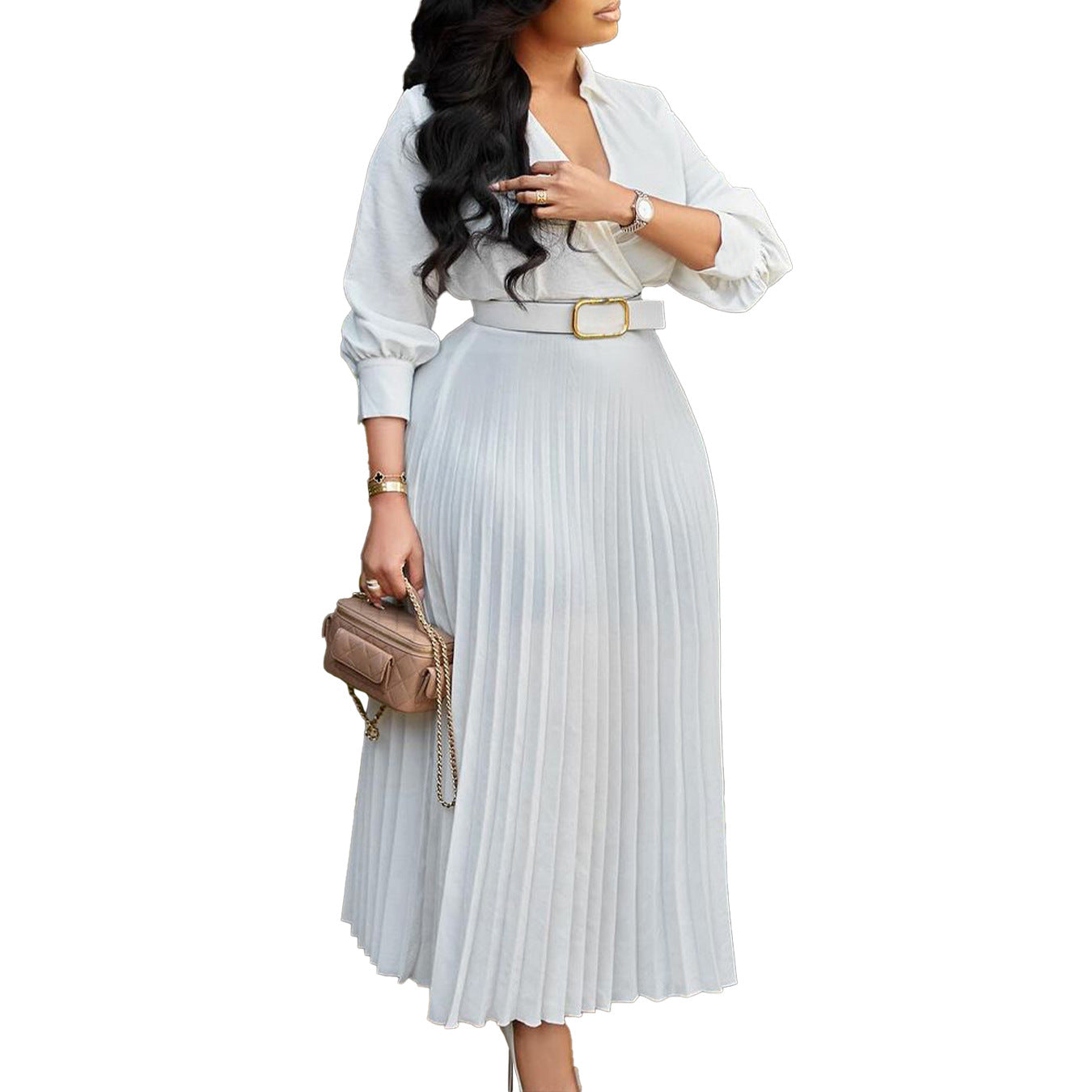 European and American Women's Fashion Cross-Border Solid Color Plus Size Dress