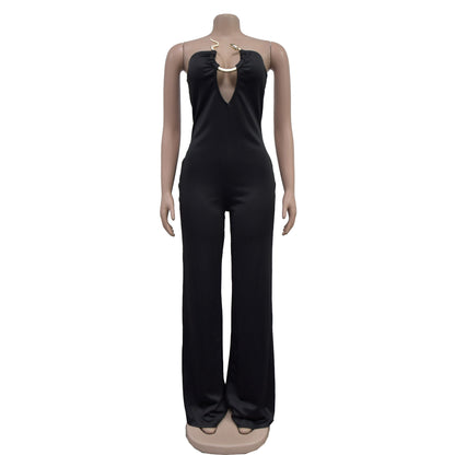 European and American Fashion Women's Solid Color Fashion Long Pants Jumpsuit for Women