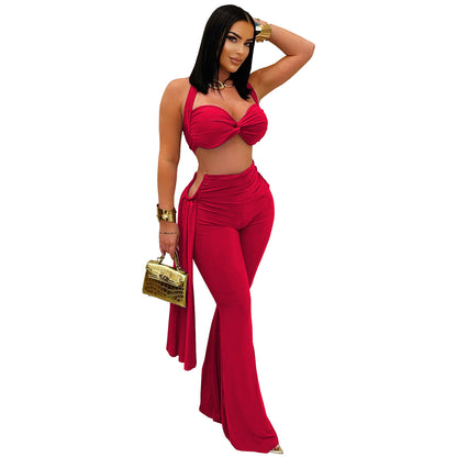 Fashion Women's Sexy Summer Strapless Tie Long Pants Set