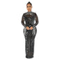 European and American Fashion Women's Clothing Mesh See-through Rhinestone Long Sleeve Long Dress Lined Two-piece Set