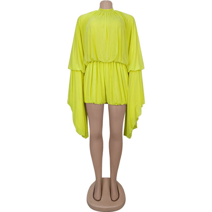 Fashion Women's Fashion Casual Pleated Solid Color Jumpsuit Shorts New