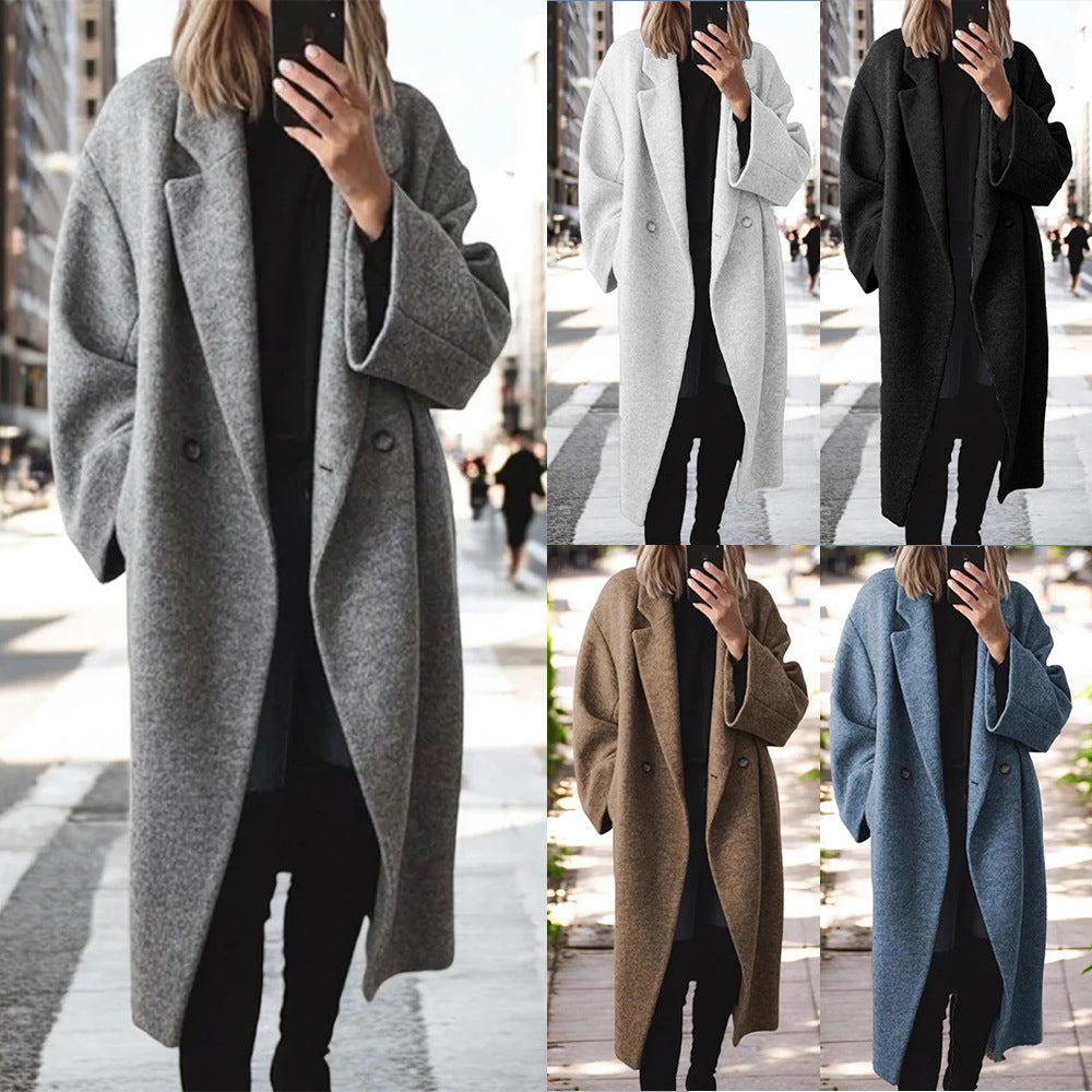 Women's Multi-Color Multi-Size Woolen Long Trench Coat