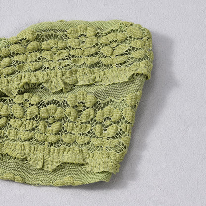 Lace Jacquard Vacation Beach Casual Swimsuit Two-Piece Set