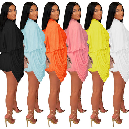 Fashion Women's Fashion Casual Pleated Solid Color Jumpsuit Shorts New