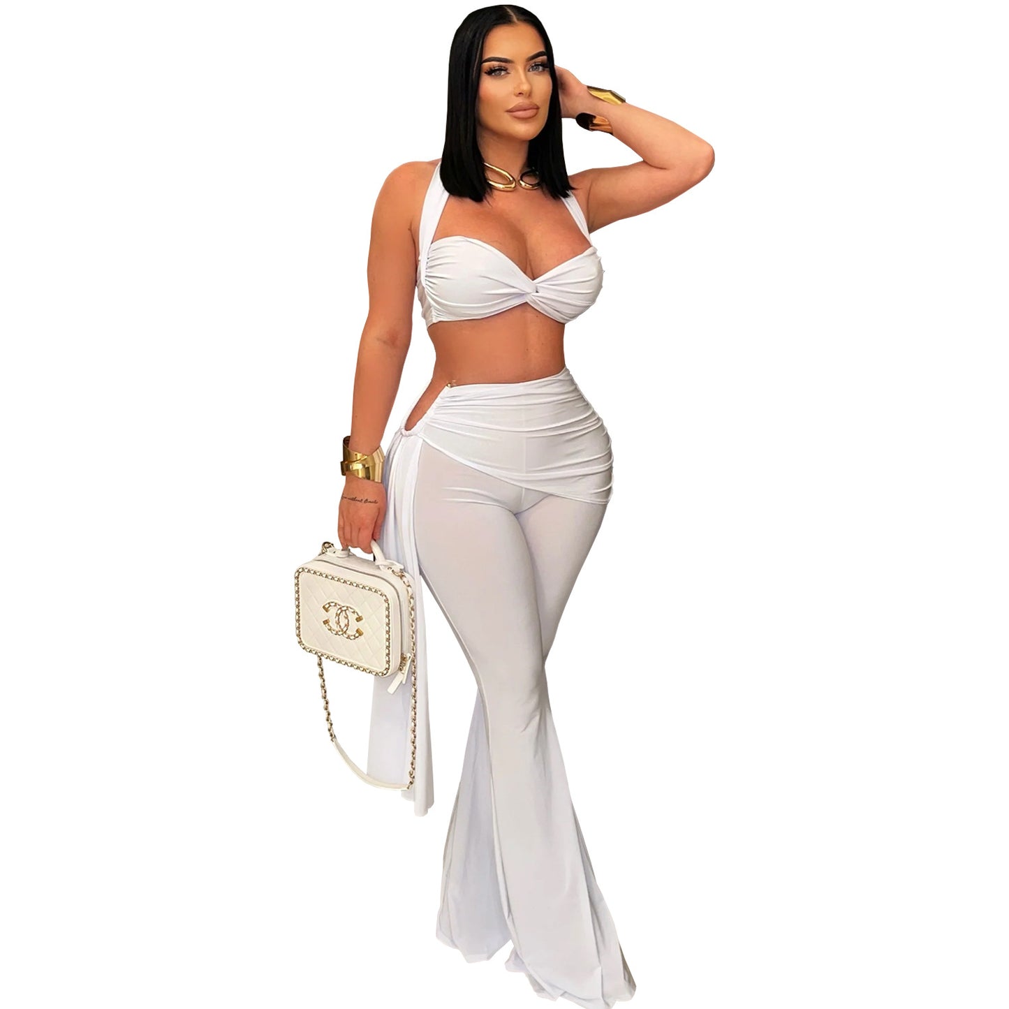 Fashion Women's Sexy Summer Strapless Tie Long Pants Set New