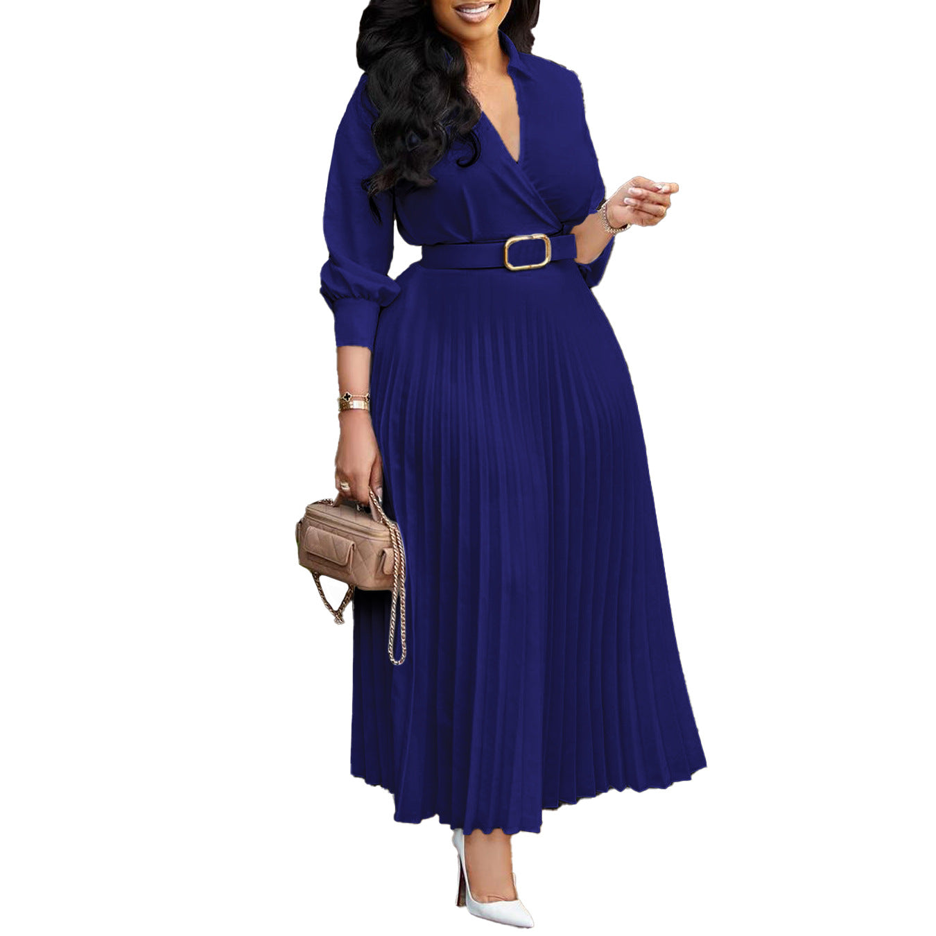European and American Women's Fashion Cross-Border Solid Color Plus Size Dress