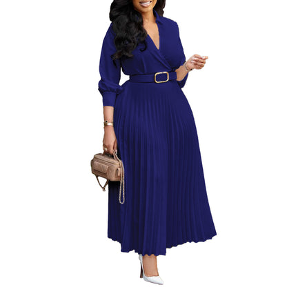 European and American Women's Fashion Cross-Border Solid Color Plus Size Dress