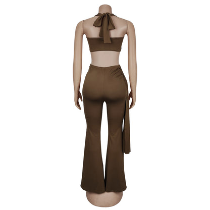 Fashion Women's Sexy Summer Strapless Tie Long Pants Set