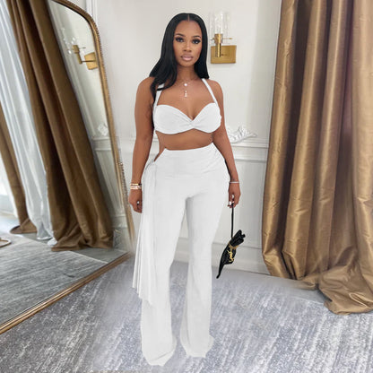 Fashion Women's Sexy Summer Strapless Tie Long Pants Set New