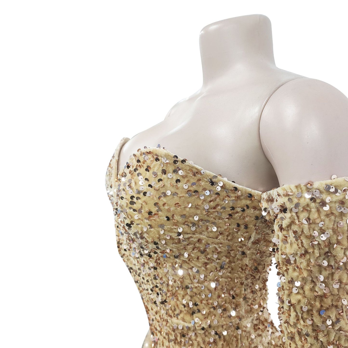 European and American Fashion Women's Solid Color Sequin Long Sleeve Short Jumpsuit