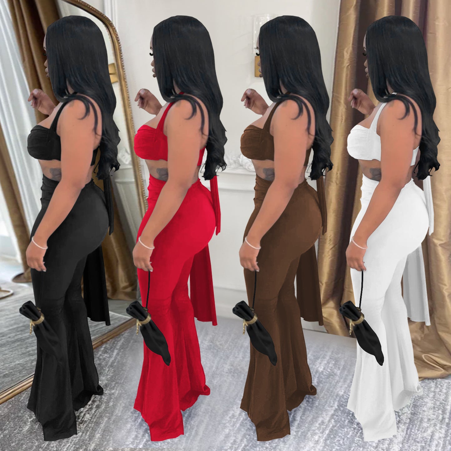 Fashion Women's Sexy Summer Strapless Tie Long Pants Set