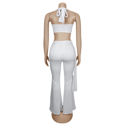 Fashion Women's Sexy Summer Strapless Tie Long Pants Set