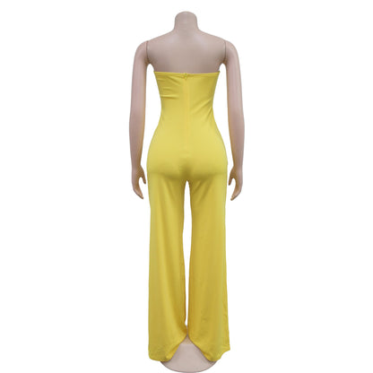 European and American Fashion Women's Solid Color Fashion Long Pants Jumpsuit for Women