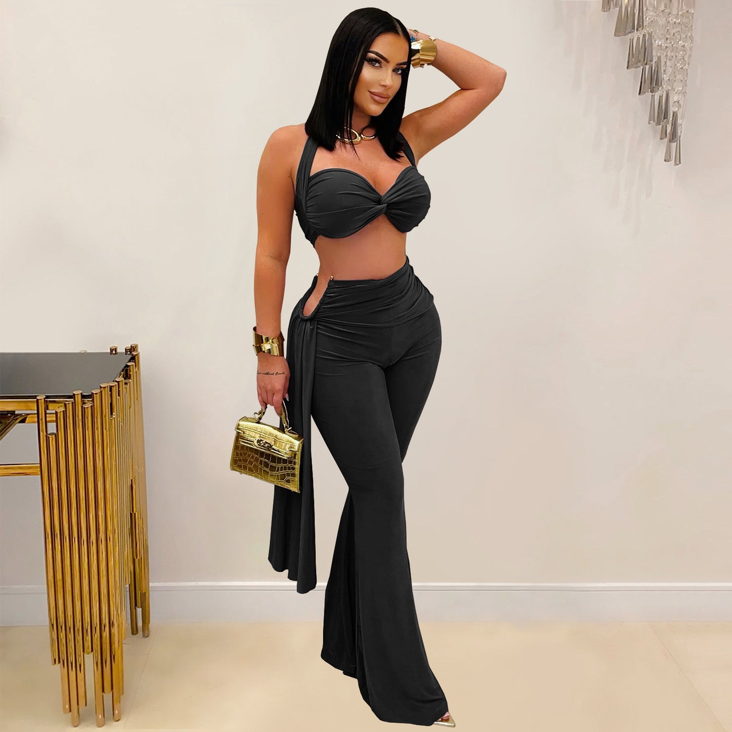 Fashion Women's Sexy Summer Strapless Tie Long Pants Set New