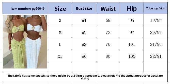 Lace Jacquard Vacation Beach Casual Swimsuit Two-Piece Set