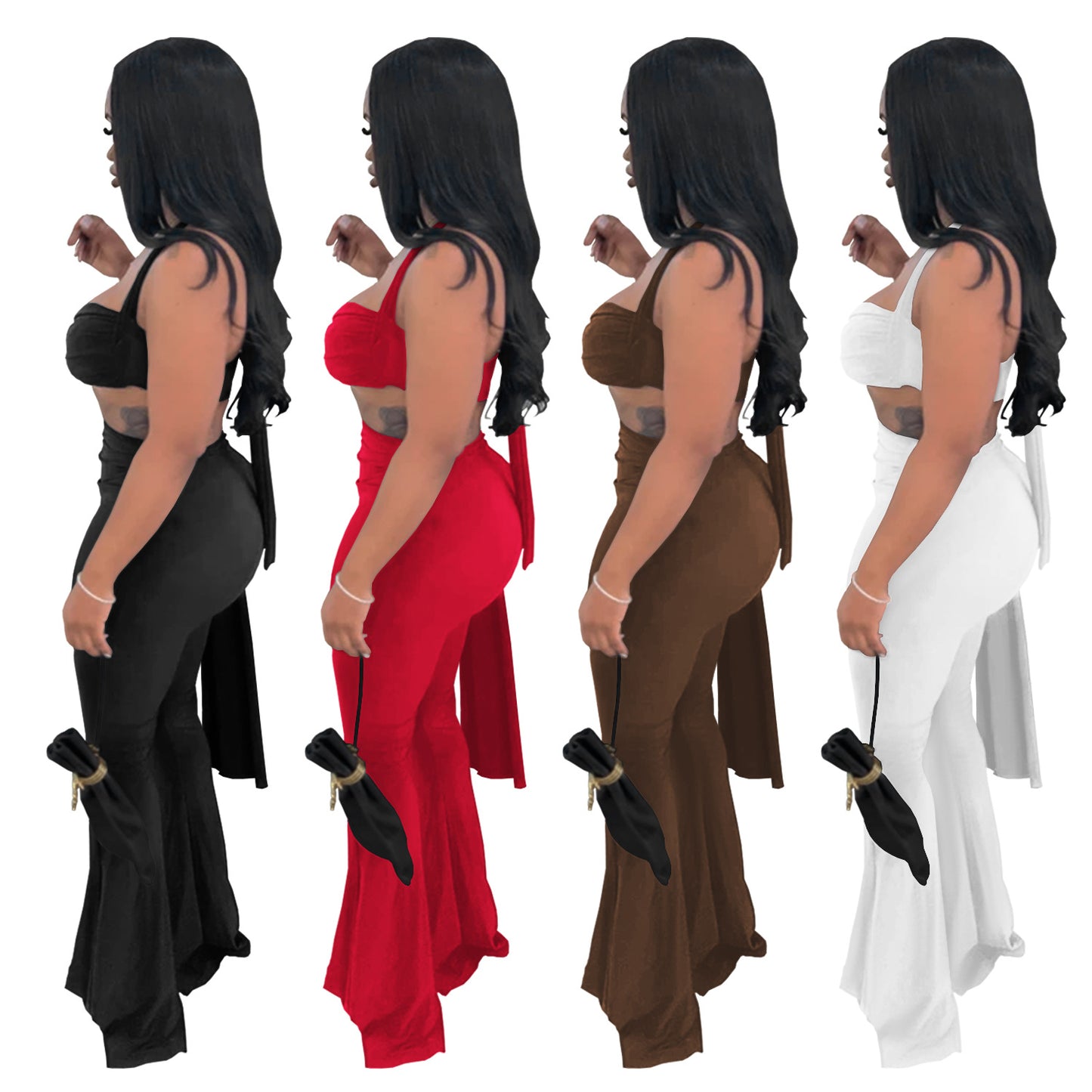 Fashion Women's Sexy Summer Strapless Tie Long Pants Set