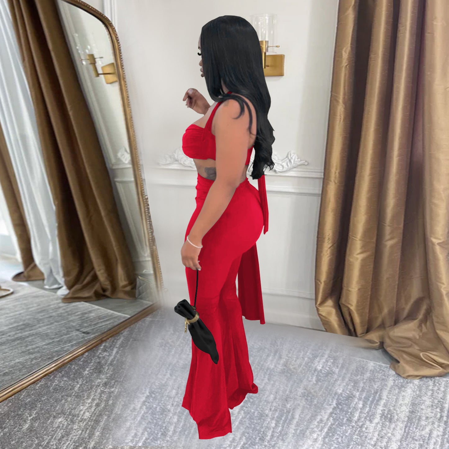 Fashion Women's Sexy Summer Strapless Tie Long Pants Set