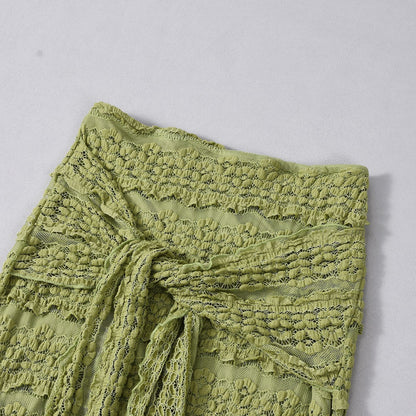 Lace Jacquard Vacation Beach Casual Swimsuit Two-Piece Set