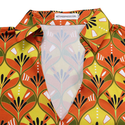 Printed Long Sleeve Shirt Elegant Wide Leg Pants Fashion Set