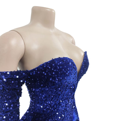 European and American Fashion Women's Solid Color Sequin Long Sleeve Short Jumpsuit