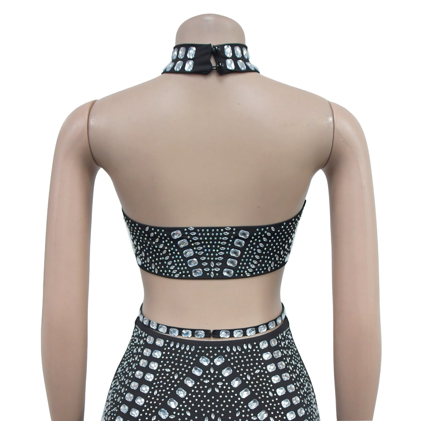 European and American Fashion Women's Sleeveless Strap Rhinestone Set Dress