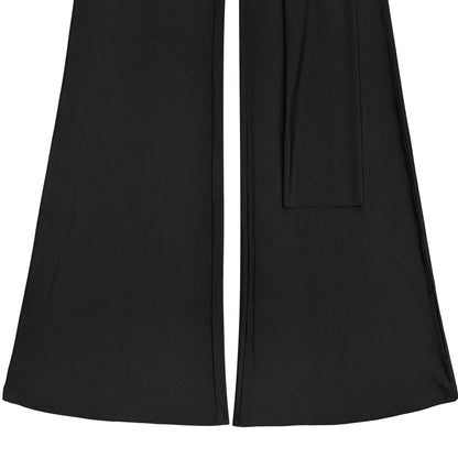 European and American Fashion Women's Solid Color Elegant Halter Neck Wide Leg Arm-Hugging Jumpsuit