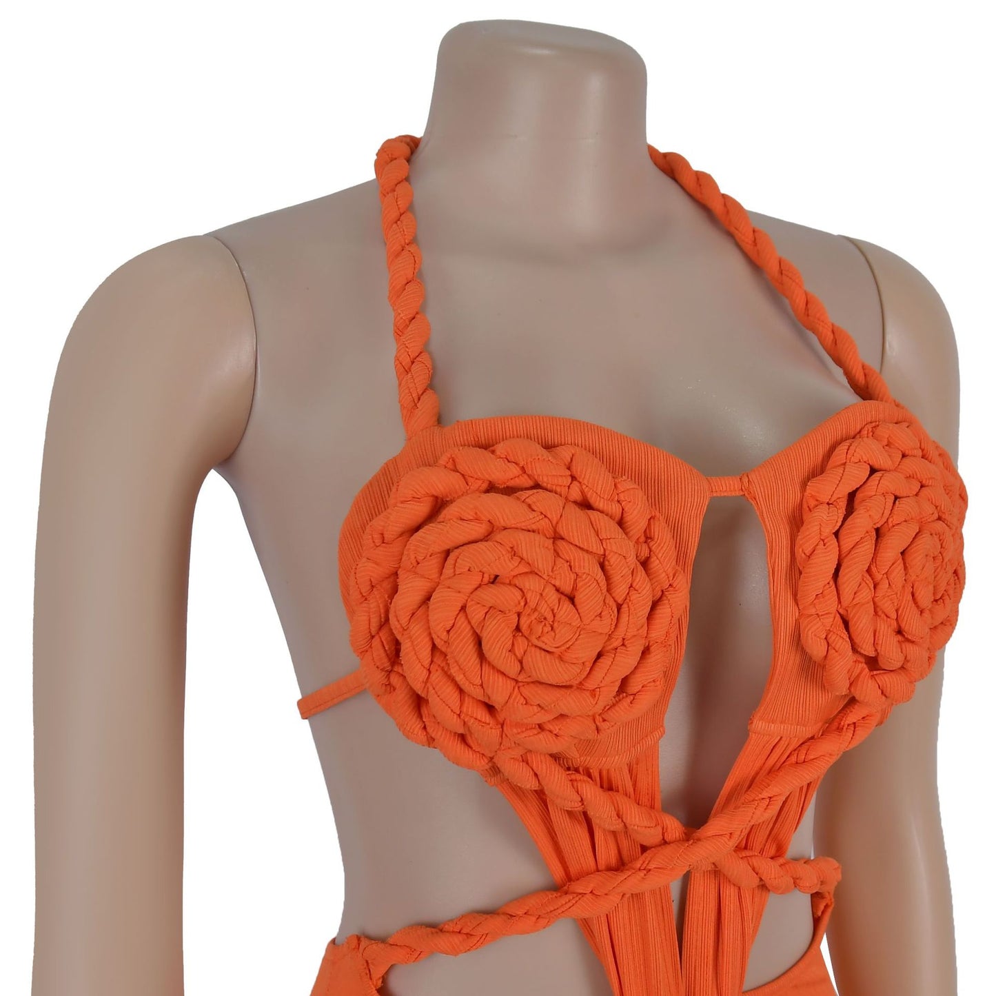 Fashion Women's Sexy Knitted Halter Backless Solid Color Dress