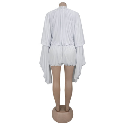 Fashion Women's Fashion Casual Pleated Solid Color Jumpsuit Shorts New