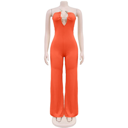 European and American Fashion Women's Solid Color Fashion Long Pants Jumpsuit for Women