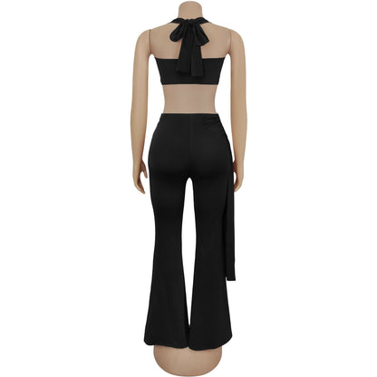 Fashion Women's Sexy Summer Strapless Tie Long Pants Set
