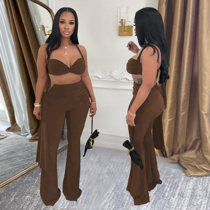Fashion Women's Sexy Summer Strapless Tie Long Pants Set