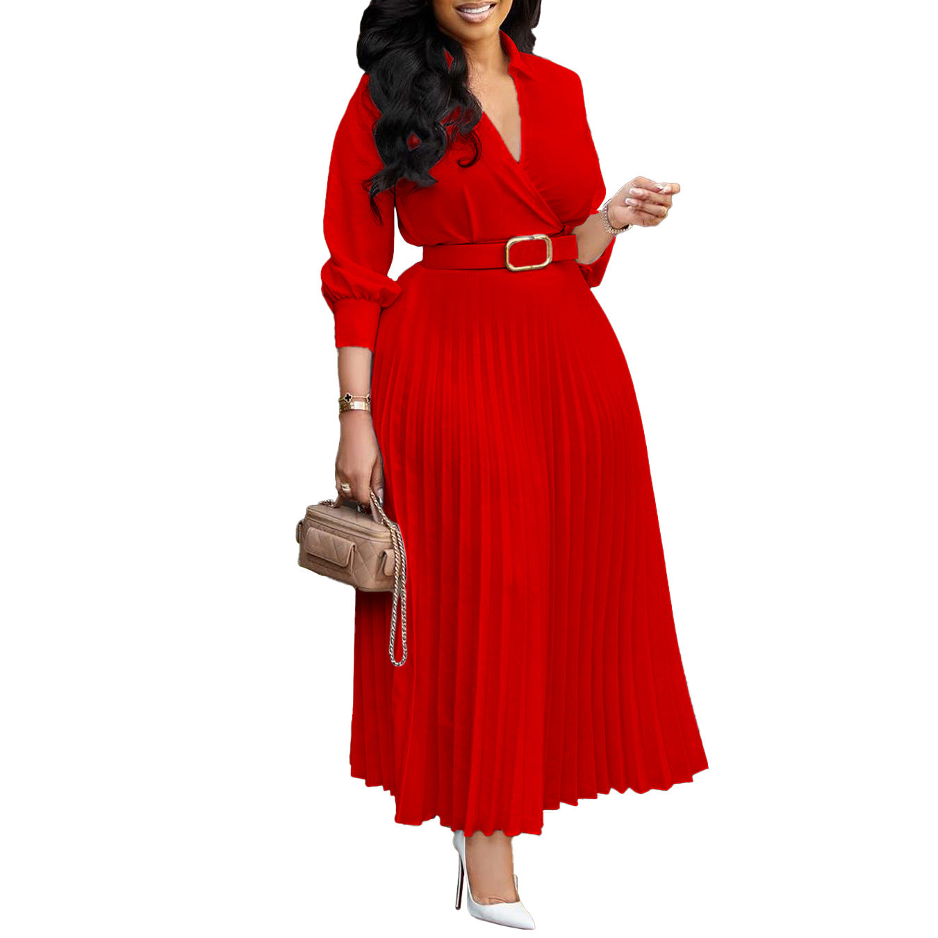 European and American Women's Fashion Cross-Border Solid Color Plus Size Dress