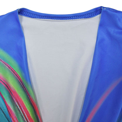 European and American Fashion Women's Pleated Color Block Casual Long Dress