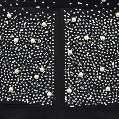 European and American Fashion Women's Solid Color Mesh Rhinestone Long Sleeve Long Pants Jumpsuit