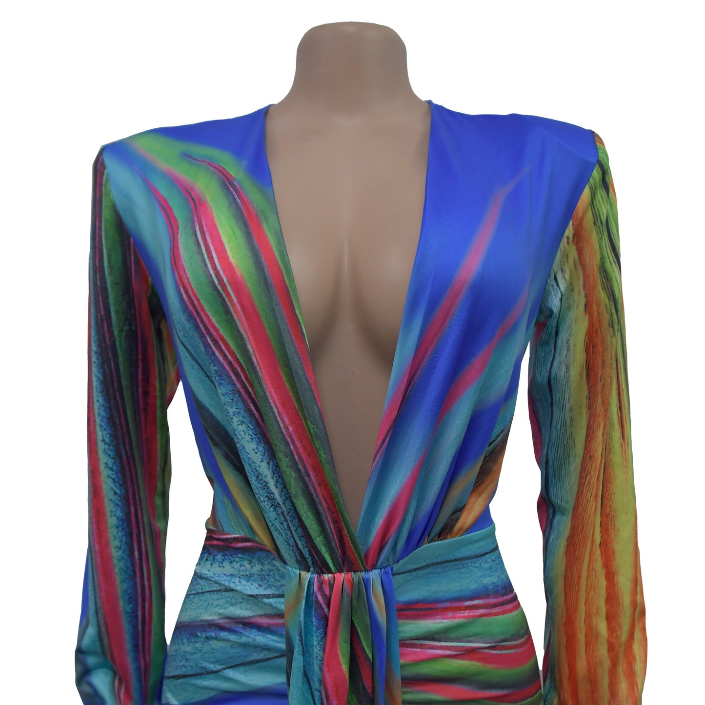 European and American Fashion Women's Pleated Color Block Casual Long Dress