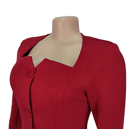 European and American Fashion Women's Elegant Deep V Long Sleeve Ruffled Short Dress