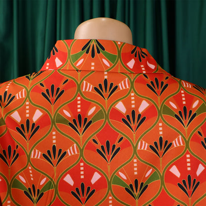 Printed Long Sleeve Shirt Elegant Wide Leg Pants Fashion Set