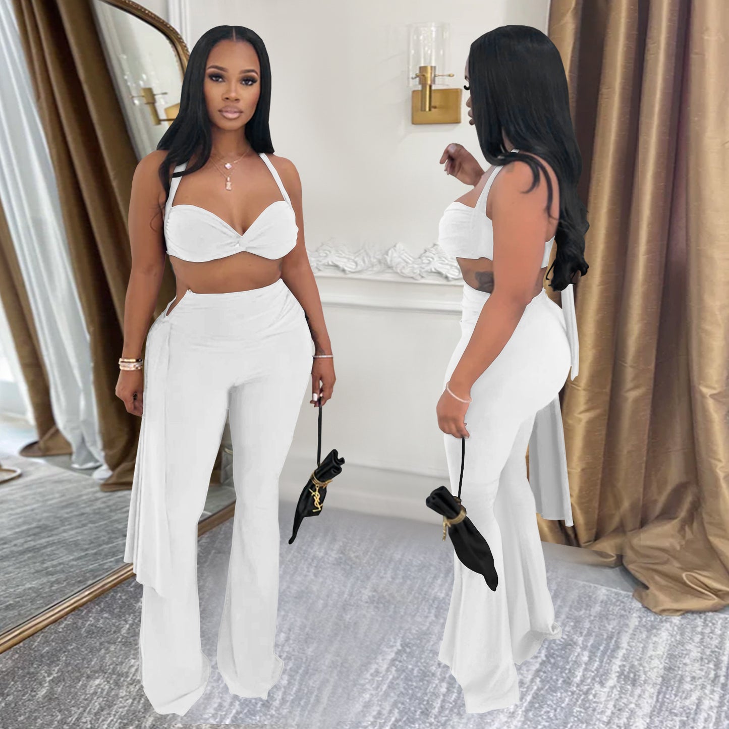 Fashion Women's Sexy Summer Strapless Tie Long Pants Set