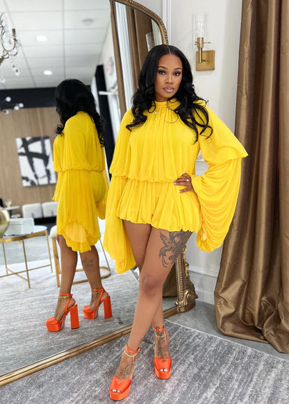 Fashion Women's Fashion Casual Pleated Solid Color Jumpsuit Shorts New