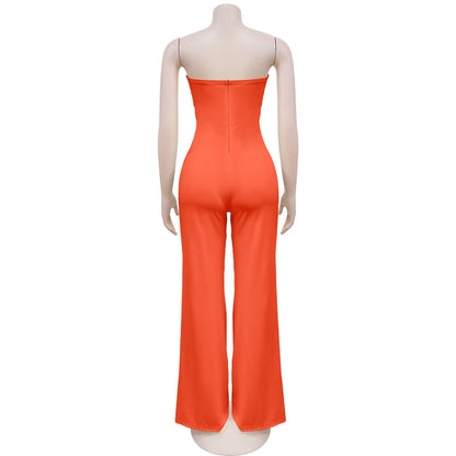 European and American Fashion Women's Solid Color Fashion Long Pants Jumpsuit for Women